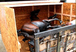 Crating a bronze sculpture for shipment at Rocky Mountain Bronze Shop in Loveland Colorado